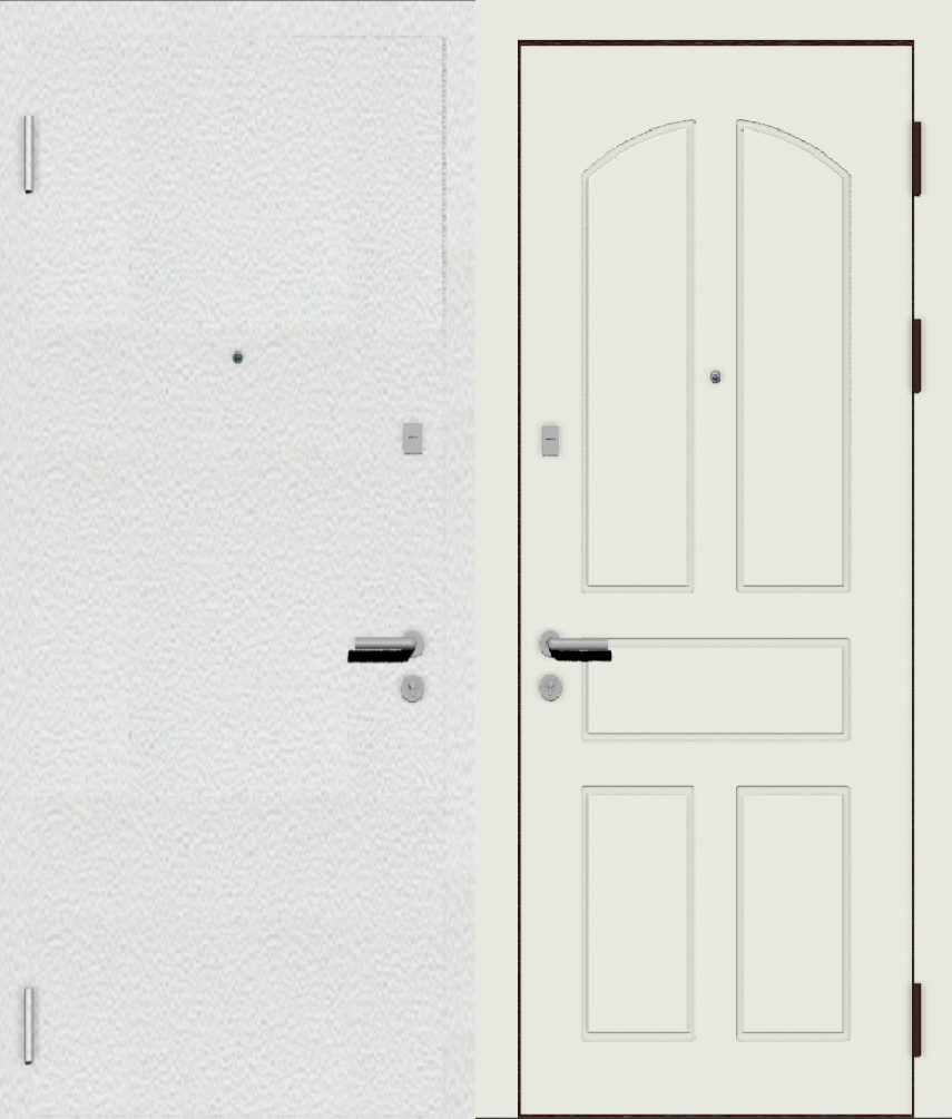 Входная дверь с внутренней отделкой эмаль белая и фрезировкой B